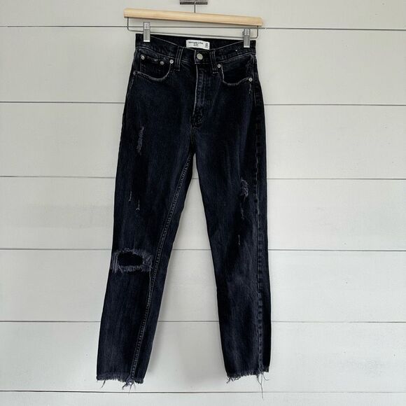 Abercrombie & Fitch Women’s 24 Black The Mom High Rise Jeans - Picture 1 of 7